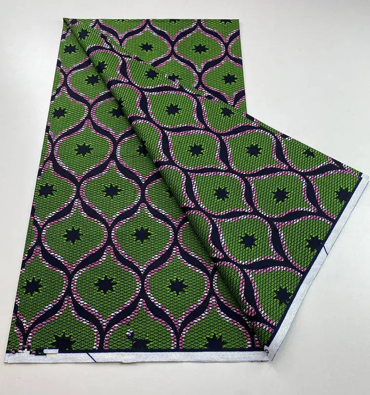Authentic African Wax Print Fabric – 6 Yards 100% Cotton Satin Finish