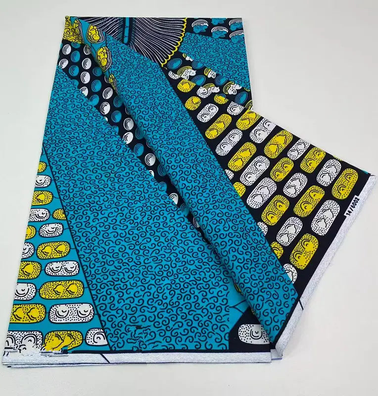 Authentic African Wax Print Fabric – 6 Yards 100% Cotton Satin Finish