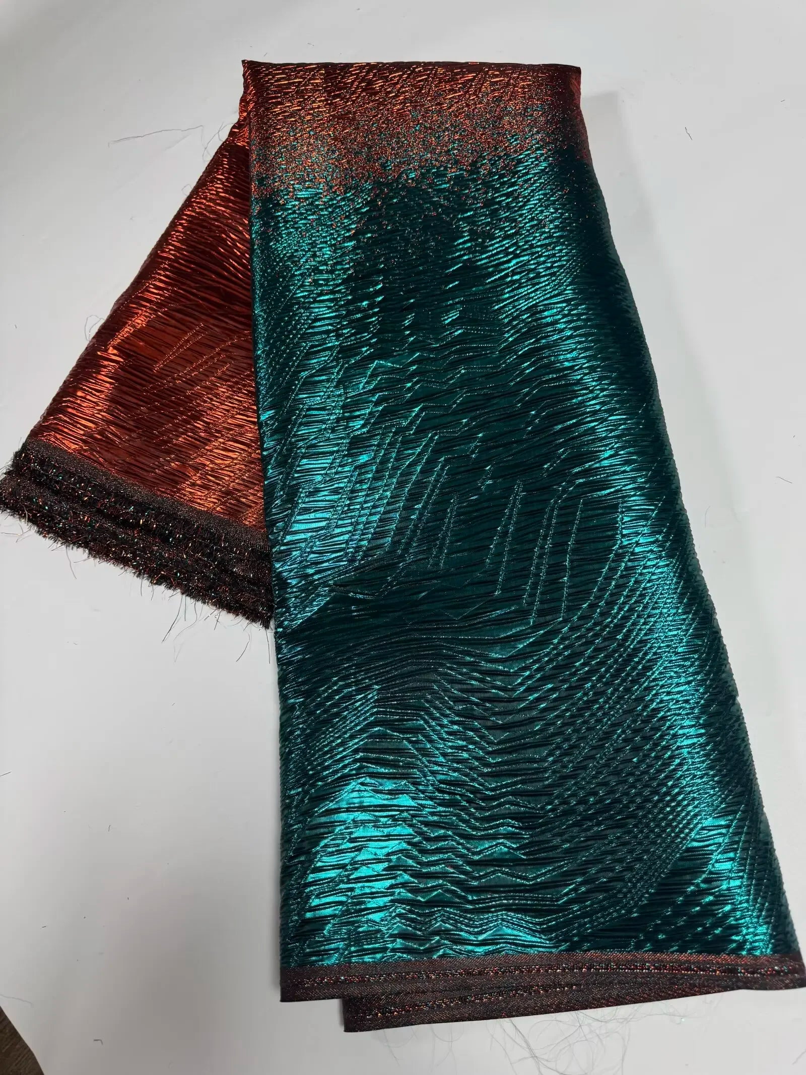 Luxury Gradient Brocade Jacquard Lace Fabric – 2025 African Transparent Mesh with Beaded Detail (120cm Width)