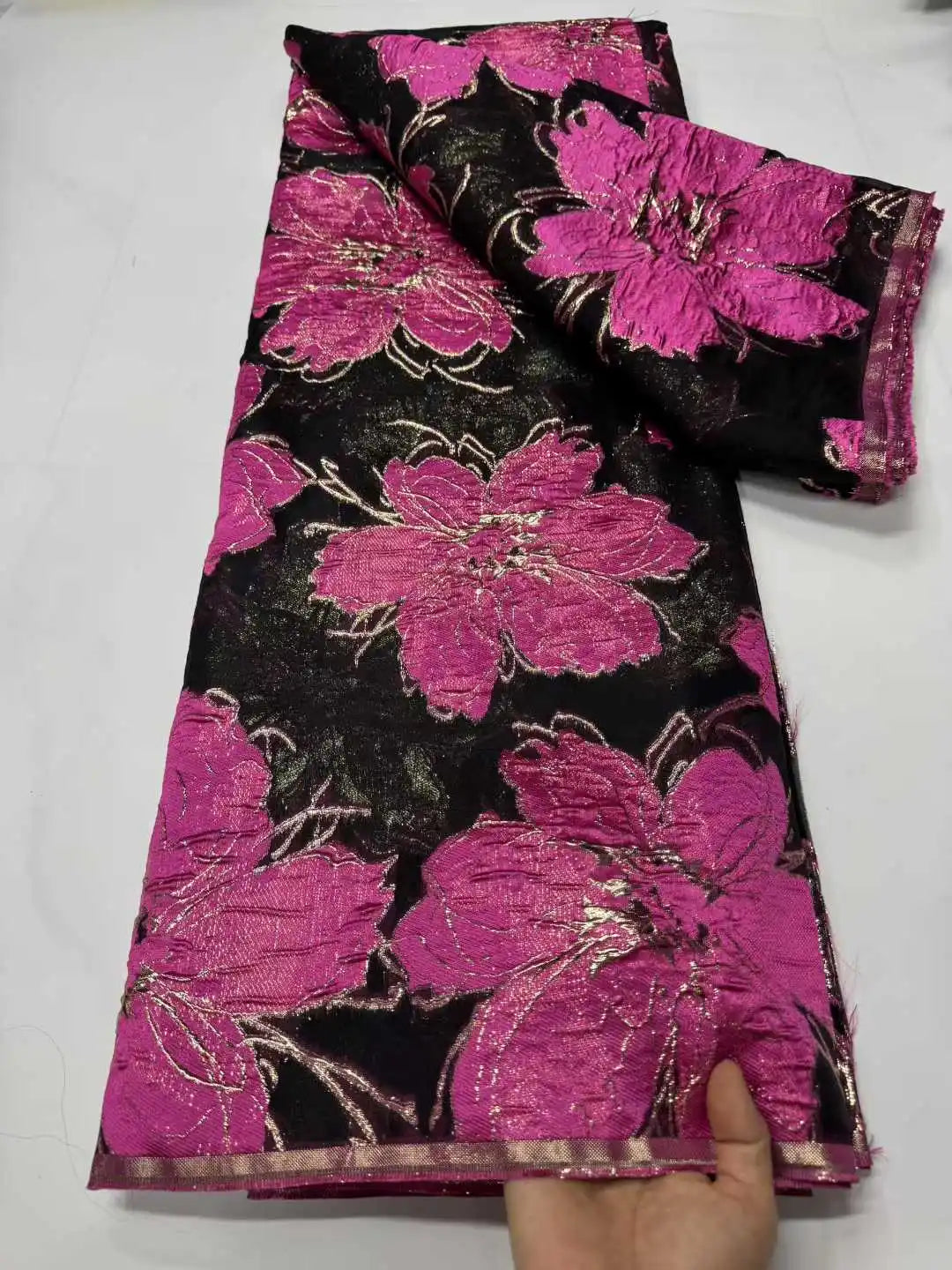 2025 Nigerian Jacquard Lace Fabric – 5 Yards African Embroidered Brocade for Asoebi & Party Dresses
