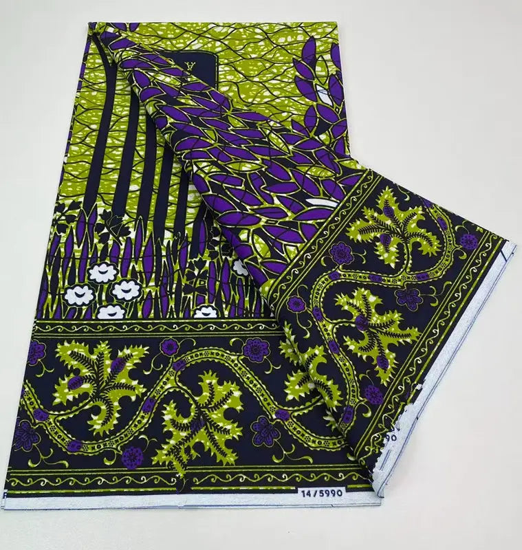 Authentic African Wax Print Fabric – 6 Yards 100% Cotton Satin Finish