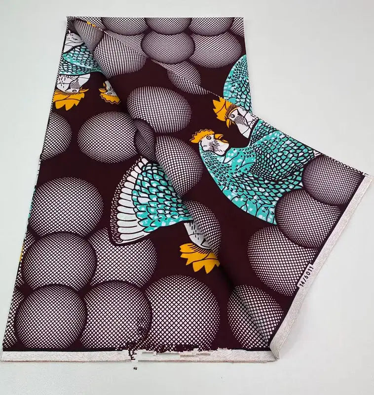 Authentic African Wax Print Fabric – 6 Yards 100% Cotton Satin Finish