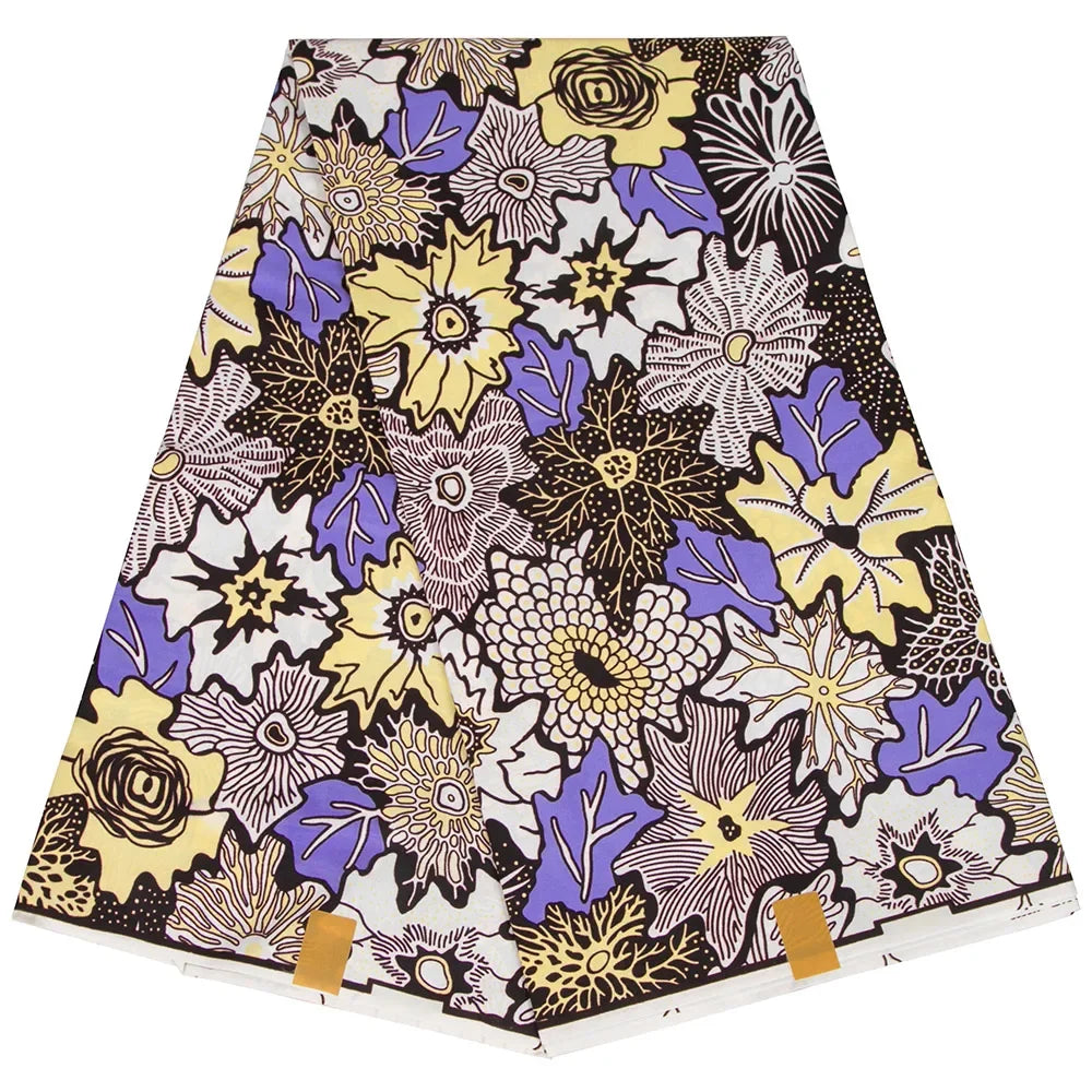African Print Fabric – 6 Yards Traditional Ankara Polyester Cloth for Dresses & Events