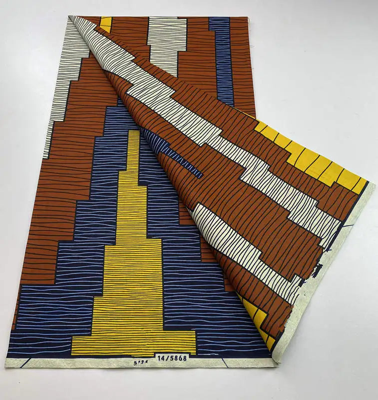 Authentic African Wax Print Fabric – 6 Yards 100% Cotton Satin Finish