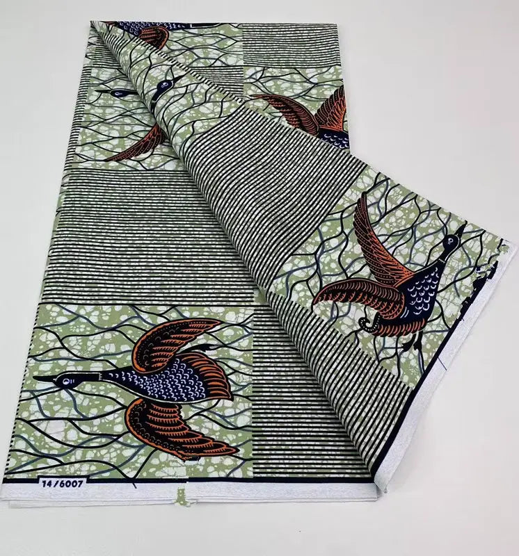 Authentic African Wax Print Fabric – 6 Yards 100% Cotton Satin Finish