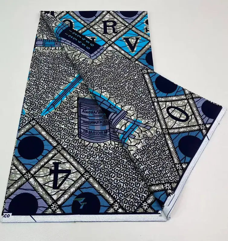 Authentic African Wax Print Fabric – 6 Yards 100% Cotton Satin Finish