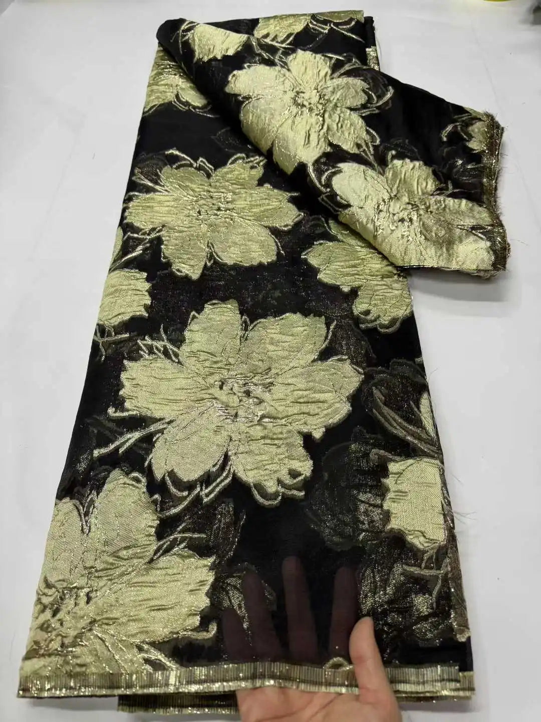 2025 Nigerian Jacquard Lace Fabric – 5 Yards African Embroidered Brocade for Asoebi & Party Dresses