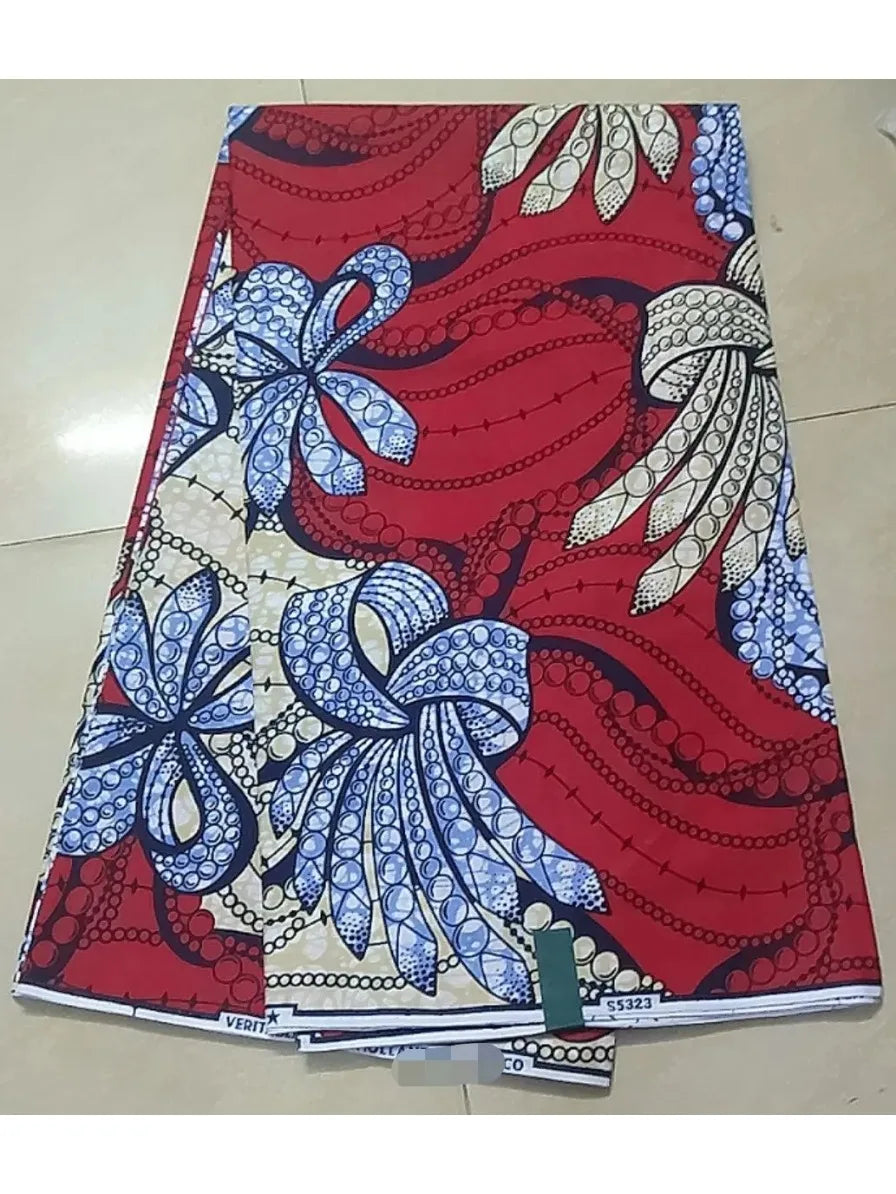 Authentic African Wax Print Fabric – 6 Yards 100% Cotton Satin Finish