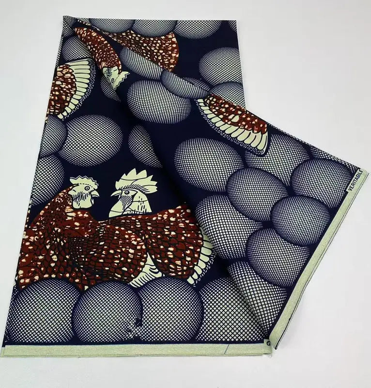 Authentic African Wax Print Fabric – 6 Yards 100% Cotton Satin Finish