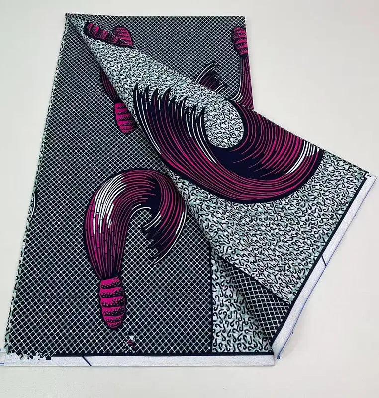 Authentic African Wax Print Fabric – 6 Yards 100% Cotton Satin Finish