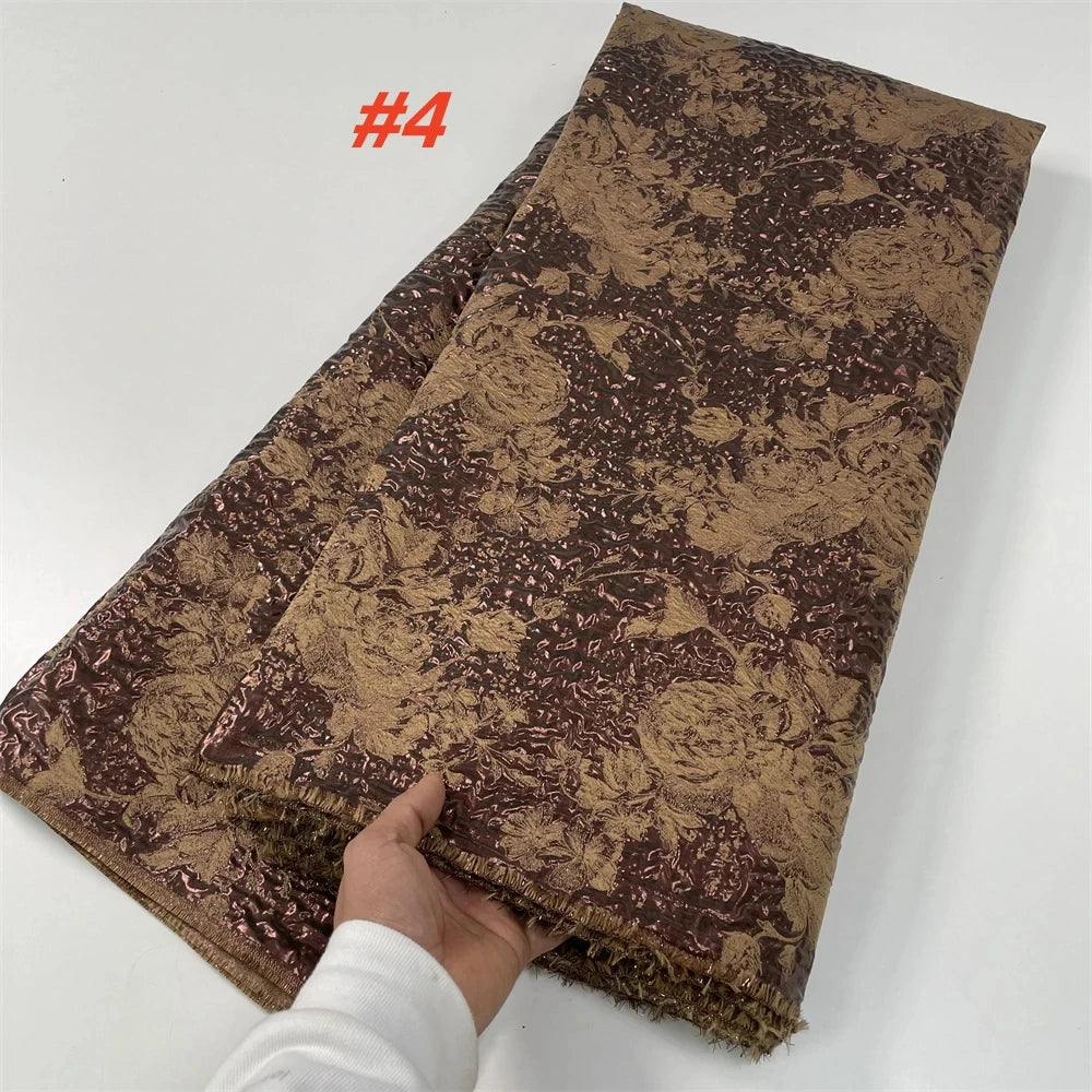 2025  Nigerian Jacquard Lace Fabric – 5 Yards High-Quality French Mesh Brocade for Evening & Wedding Dresses