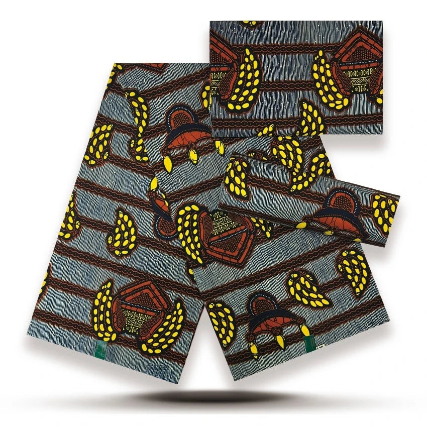 Premium African Wax Print Fabric – 6 Yards 100% Cotton Ankara