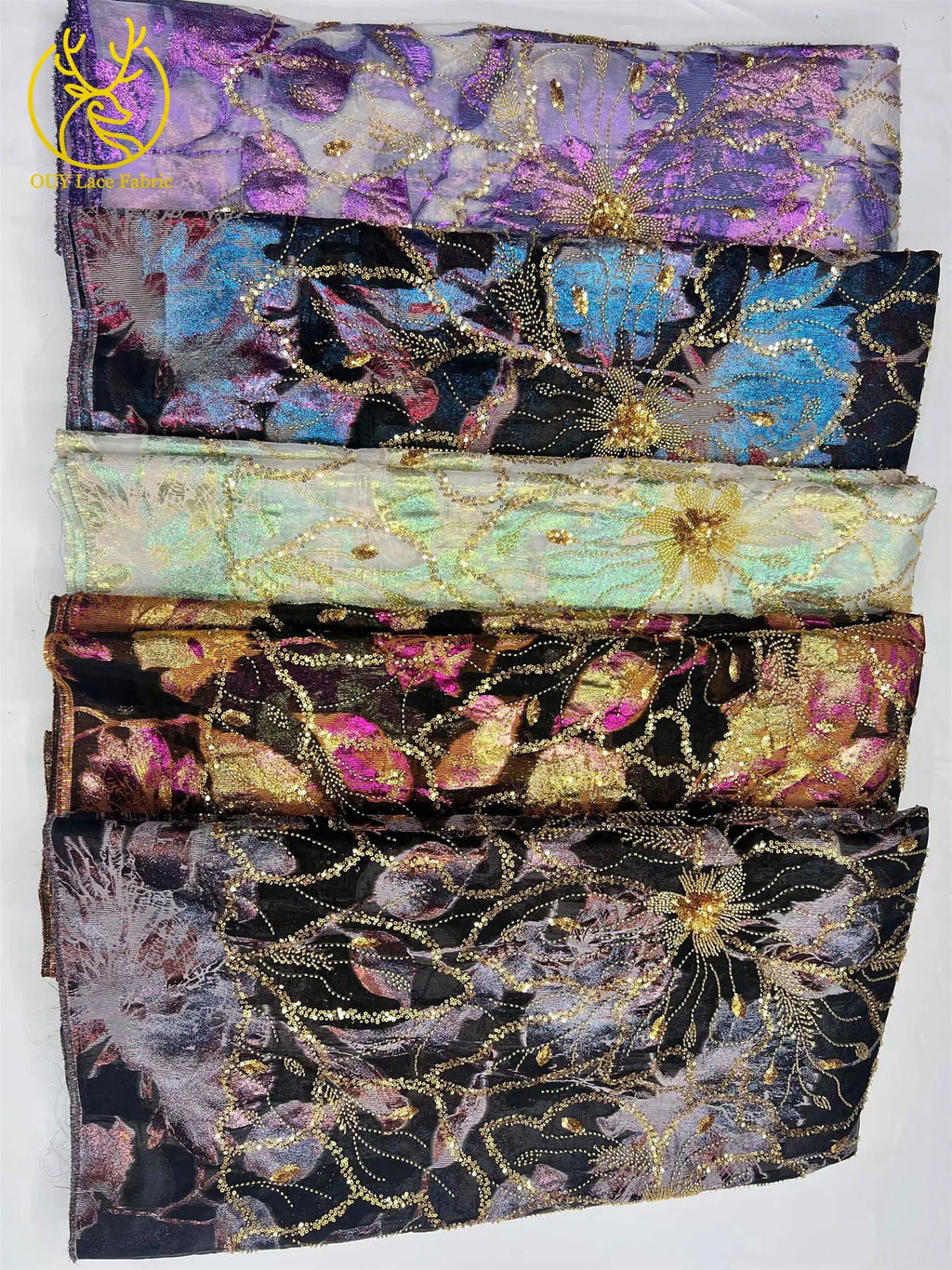 2025 Luxury African Jacquard Lace Fabric – 5 Yards French-Nigerian Brocade for Evening & Wedding Gowns