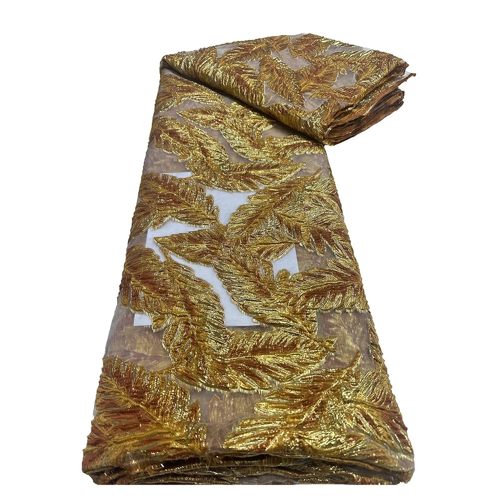 2025 African Brocade Lace Fabric – High-Quality Nigerian French Jacquard Embroidery for Dresses