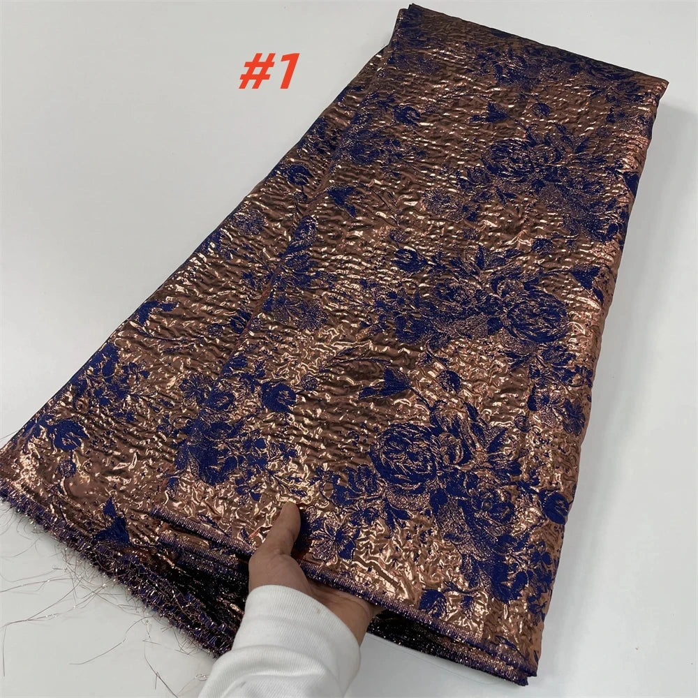 2025  Nigerian Jacquard Lace Fabric – 5 Yards High-Quality French Mesh Brocade for Evening & Wedding Dresses