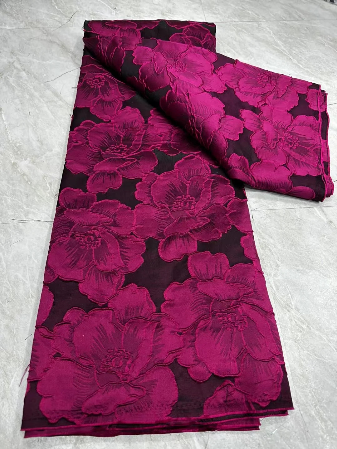 2025 Nigerian Brocade Lace Fabric – 5 Yards High-Quality Gilded Jacquard Lace for Luxury Party Dresses